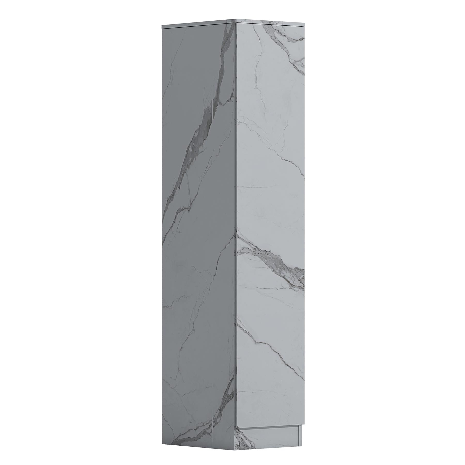ZITA Compact 1-Door Wardrobe in White Marble Effect - Bedroom Storage, (L) 50cm x (W) 37.5cm x (H) 180cm, Stylish and Space-Saving