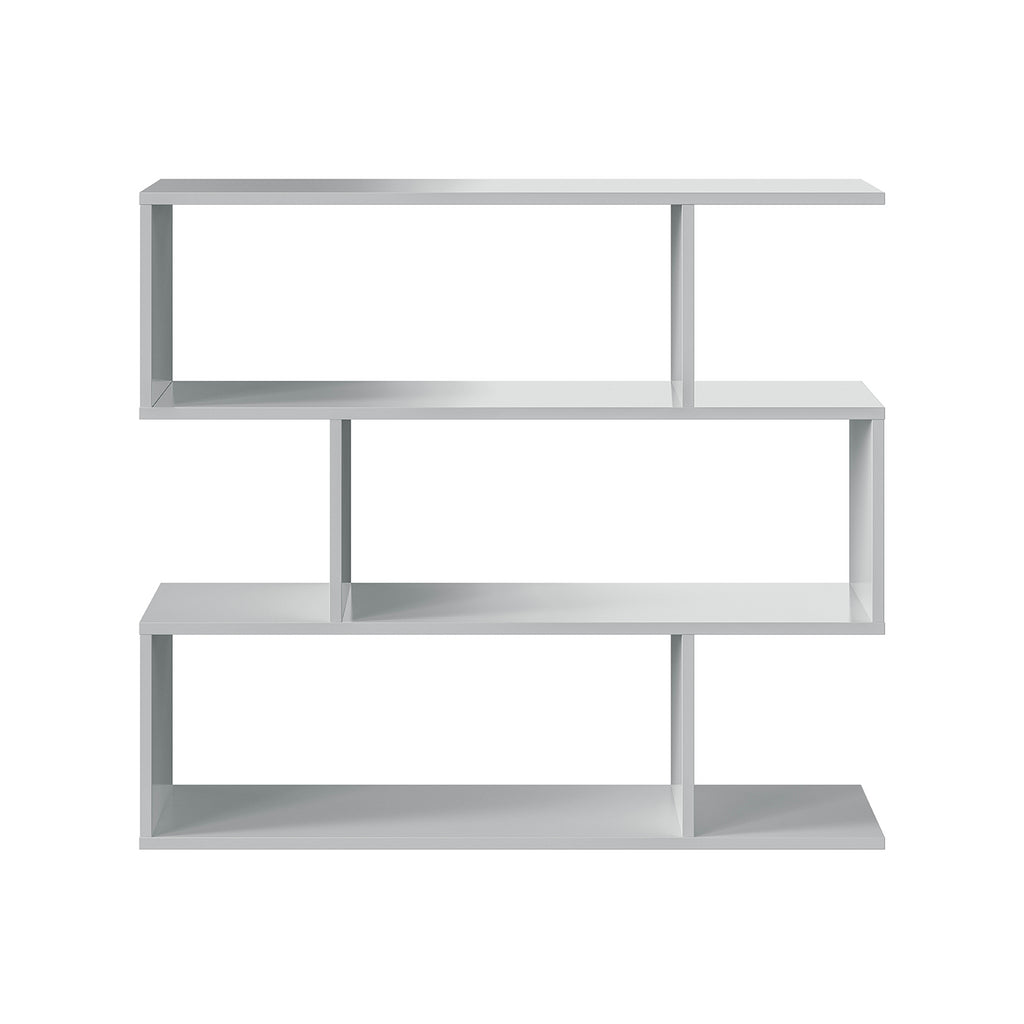 3 Tier Open Low Wide Storage Unit with Compartments, Freestanding Display Bookshelf for Living Room, Kids Playroom & Study - White.