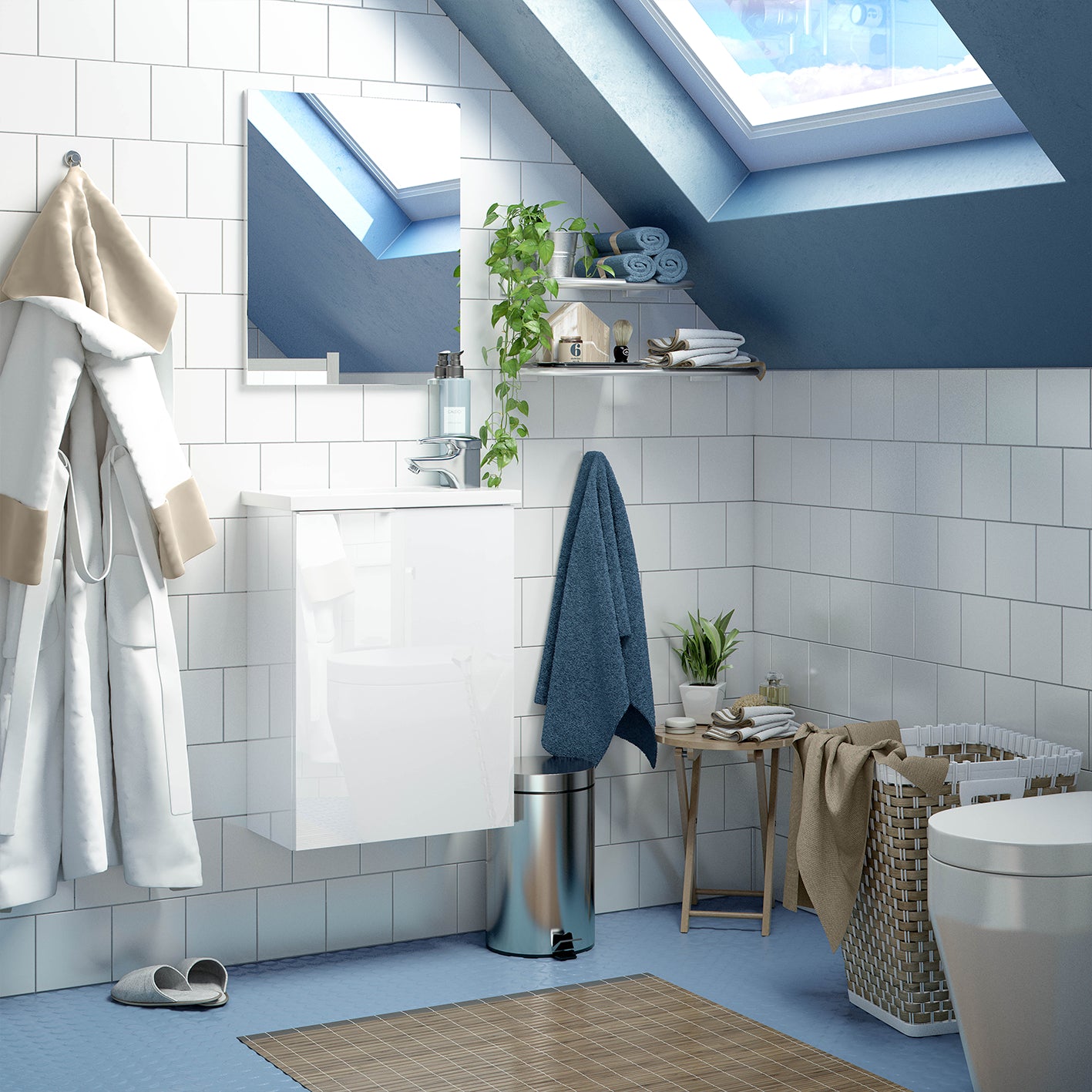Gloss White 40cm Bathroom Vanity Unit with Sink and Mirror- Compact Basin Cabinet for Small Bathrooms.