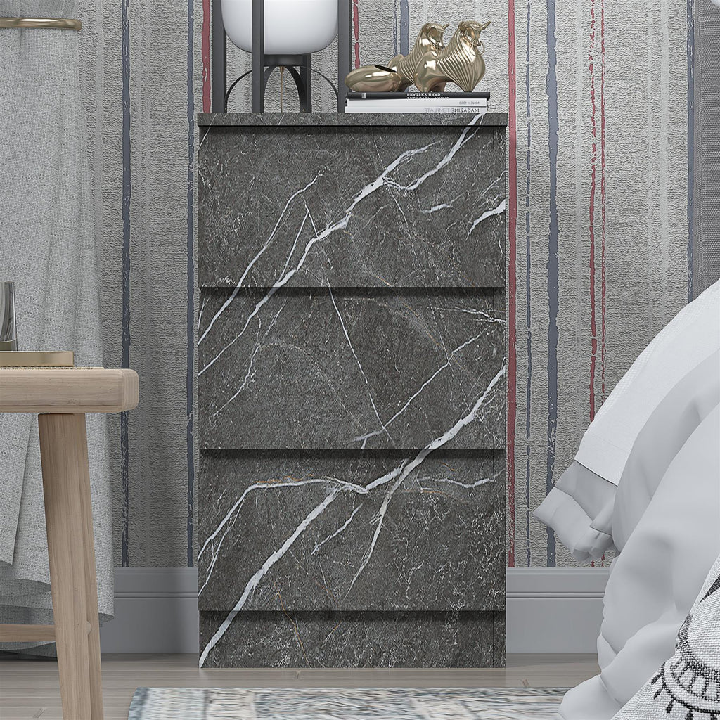 ZITA Bedroom Furniture Wardrobe Chest Bedside in White OR Grey Marble Colour