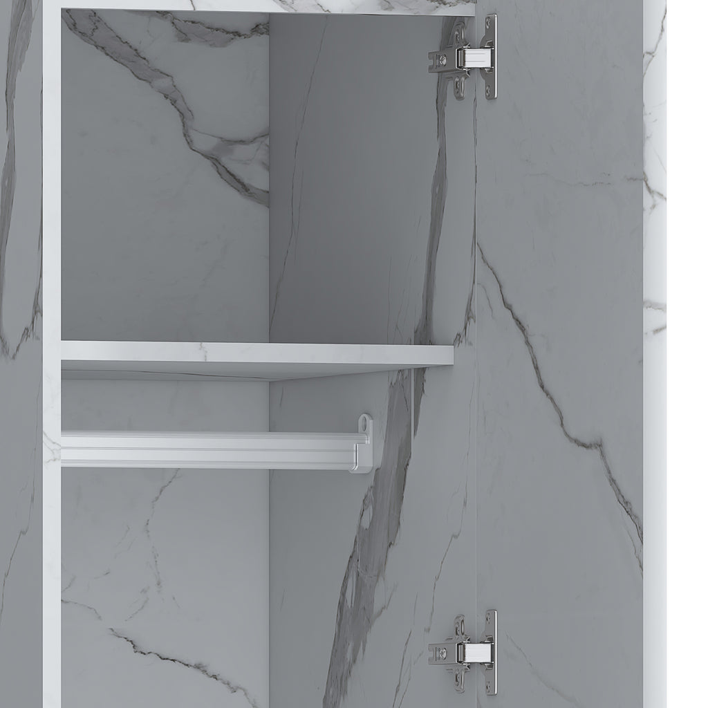 1 door wardrobe white marble effect
