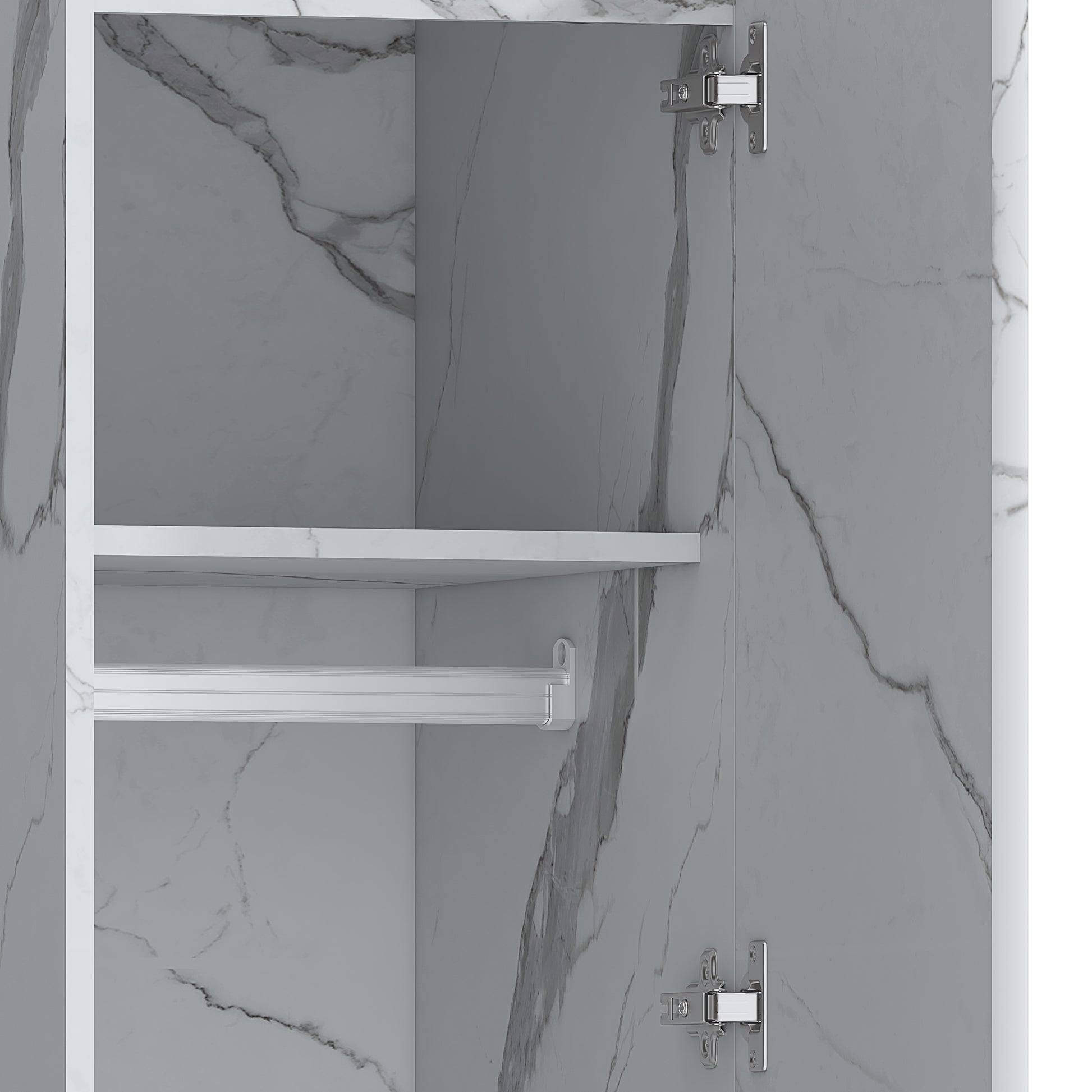 1 door wardrobe white marble effect