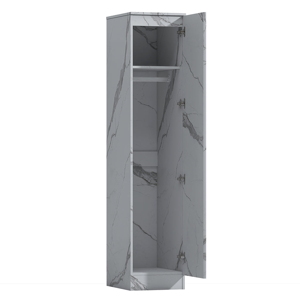 1 door wardrobe white marble effect