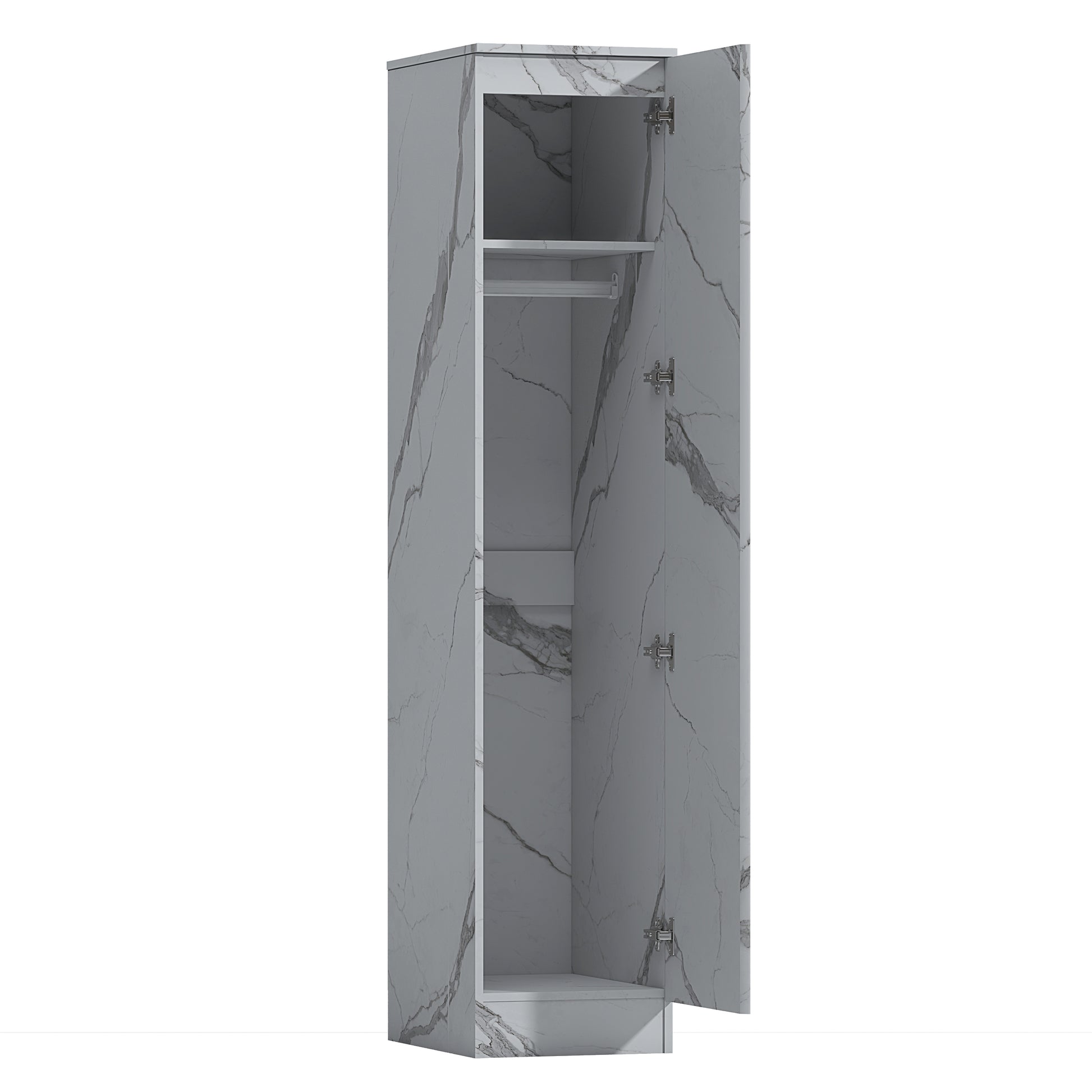 1 door wardrobe white marble effect