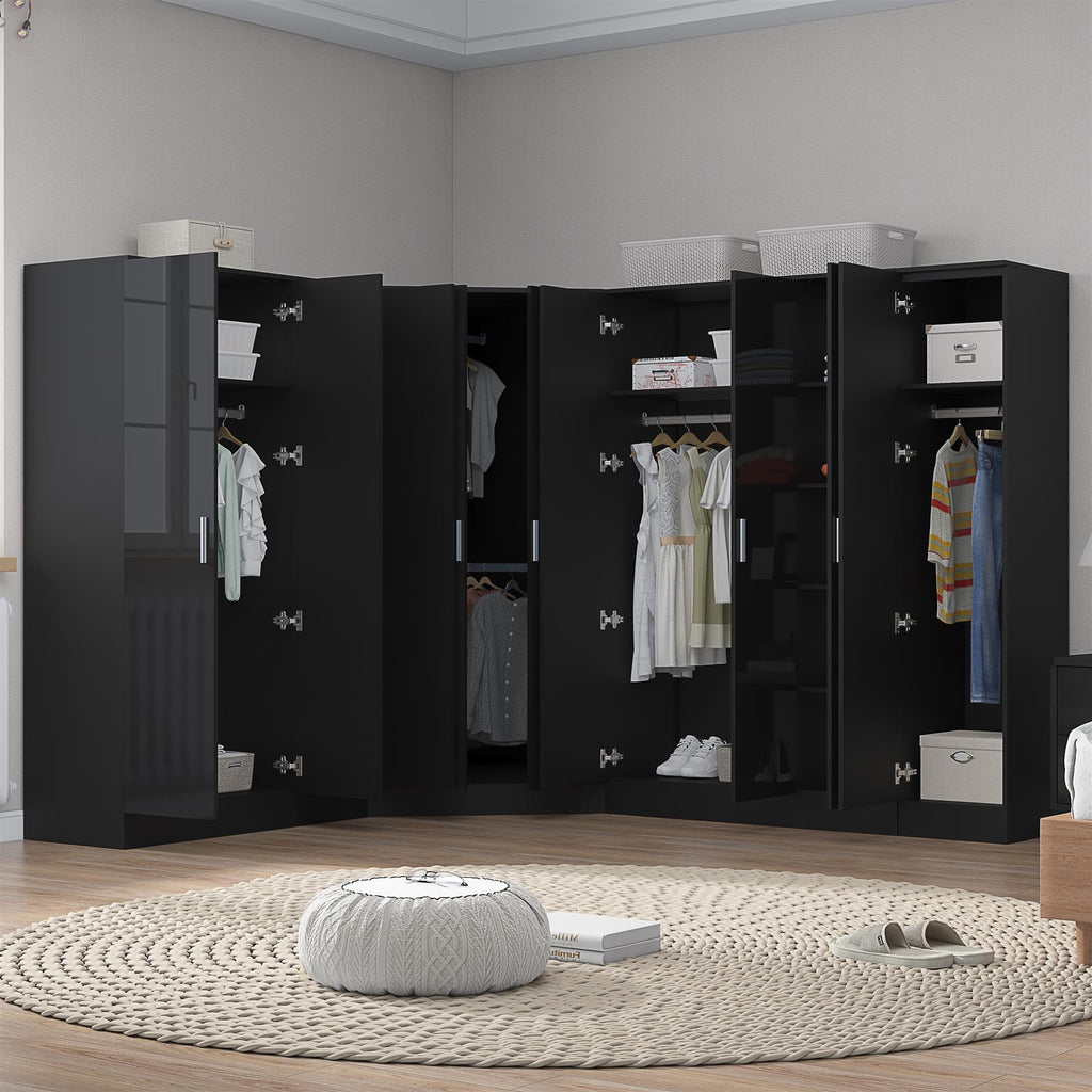 REFLECT Gloss Large 9 Door Corner Modular Wardrobe Bedroom Furniture Bundle Set