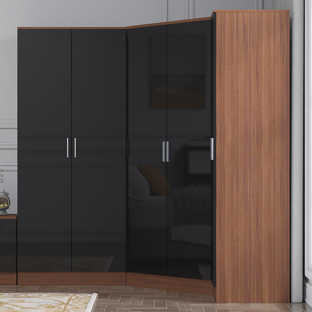 REFLECT Gloss 5 Door Wardrobe Bundle - 2 Door Corner + 2 Door + 1 Door Wardrobe
