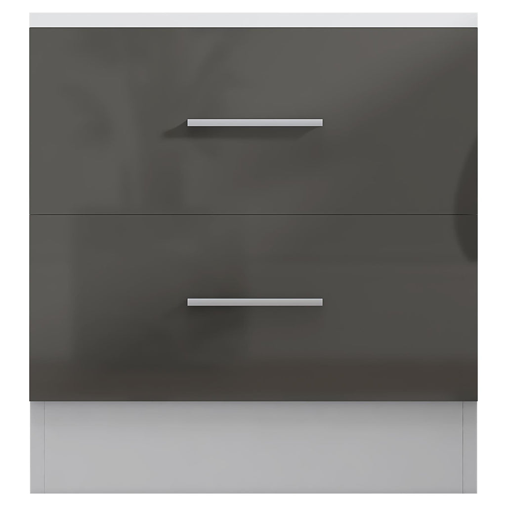 REFLECT Gloss Bedroom Furniture Wide 2 Drawer Bedside - 4 Colour Options