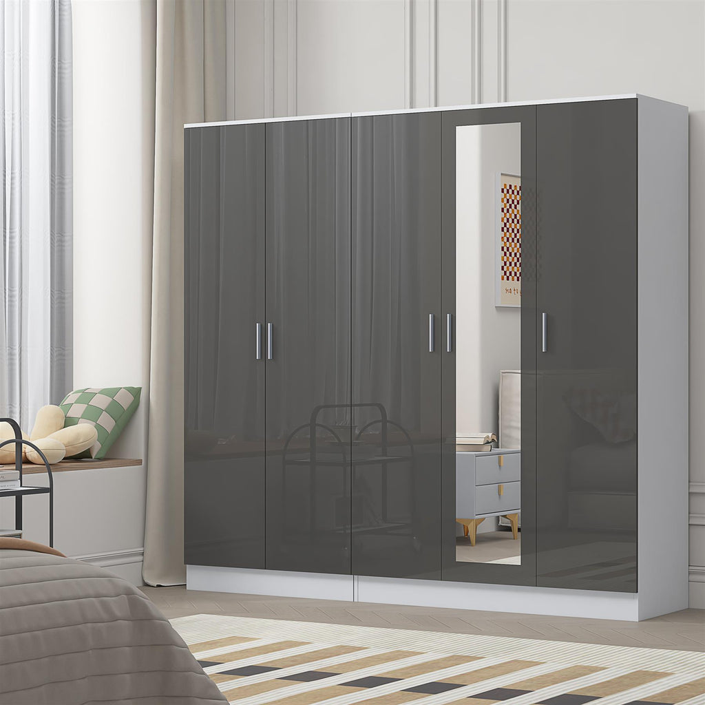 REFLECT 2pc Wardrobe Bundle - 3 Door Mirror + 2 Door Plain - 4 Colour Options
