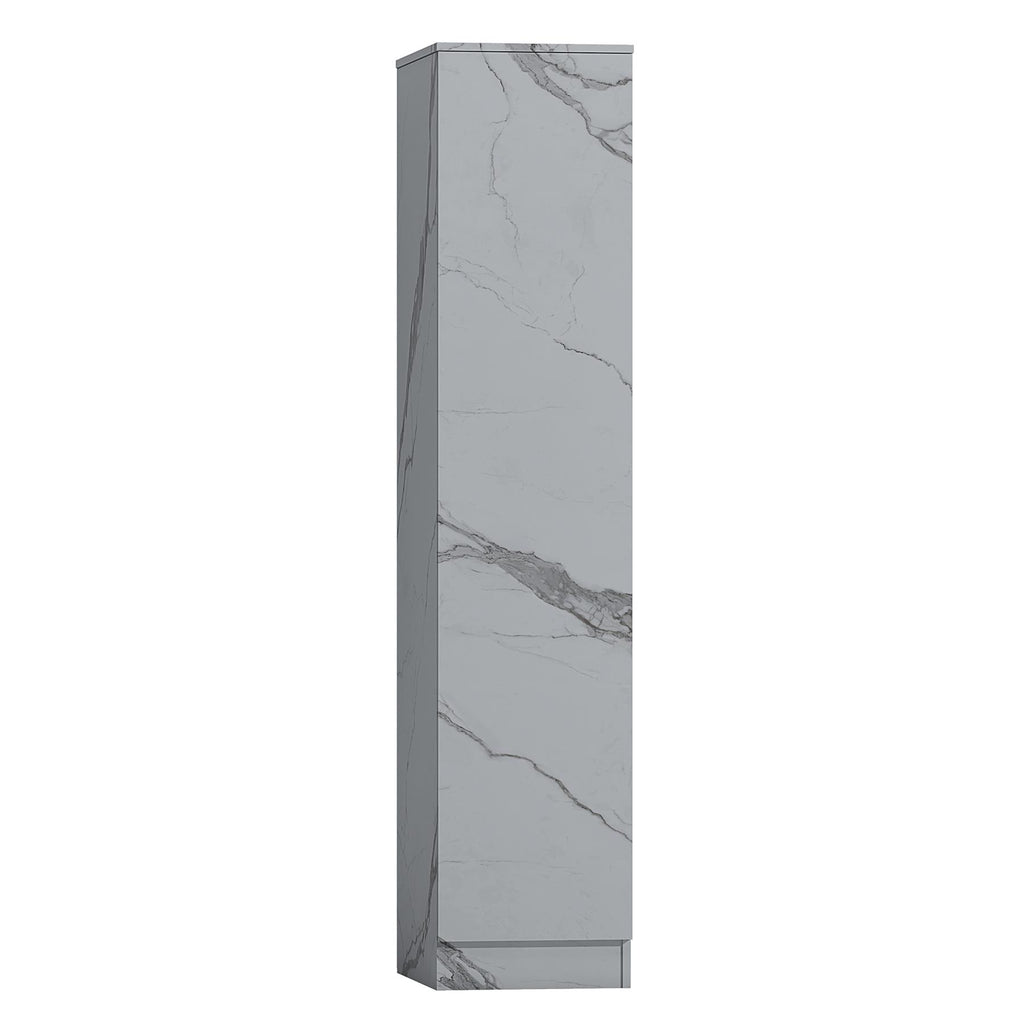 ZITA Compact 1-Door Wardrobe in White Marble Effect - Bedroom Storage, (L) 50cm x (W) 37.5cm x (H) 180cm, Stylish and Space-Saving