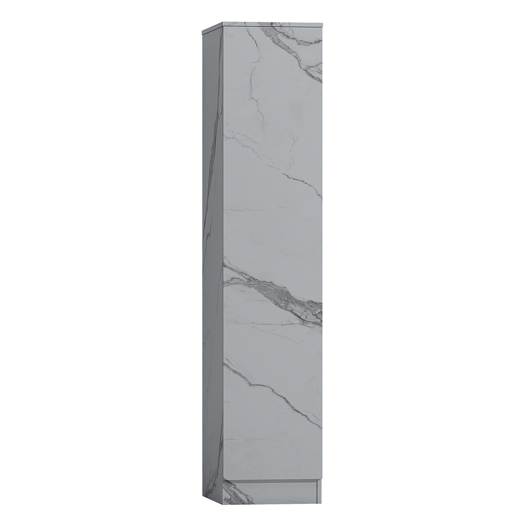 ZITA Compact 1-Door Wardrobe in White Marble Effect - Bedroom Storage, (L) 50cm x (W) 37.5cm x (H) 180cm, Stylish and Space-Saving