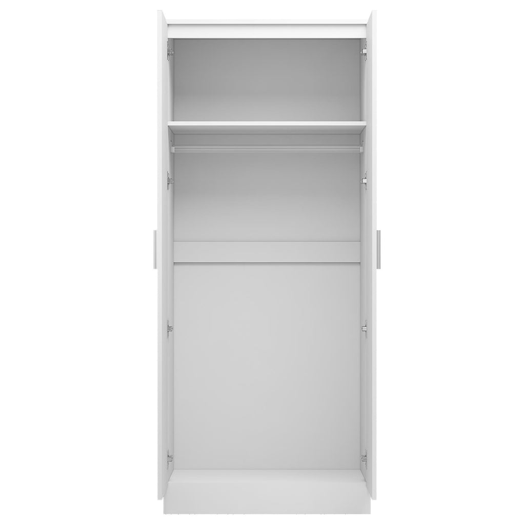 REFLECT - 1 Door Corner + 2 Door Plain Wardrobe in Gloss White / Matt White