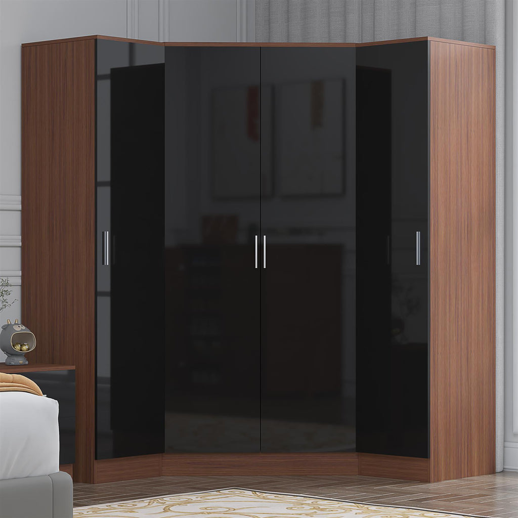 REFLECT Gloss 4 Door Corner Wardrobe Bundle Inc Corner + 2x 1 Door Wardrobes Set