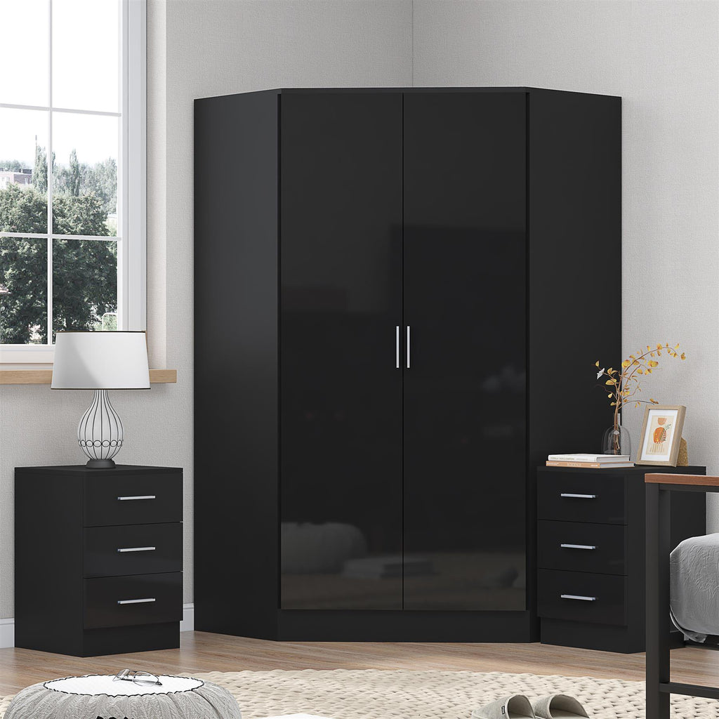 REFLECT 3pc Bedroom Set - 2 Door Corner + 2x Bedsides - 4 Colour Options