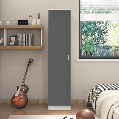 1 Door Plain Wardrobe - Grey Gloss/Matt White REFLECT