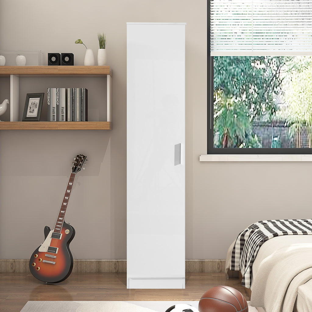 1 Door Plain Wardrobe - White Gloss/Matt White REFLECT