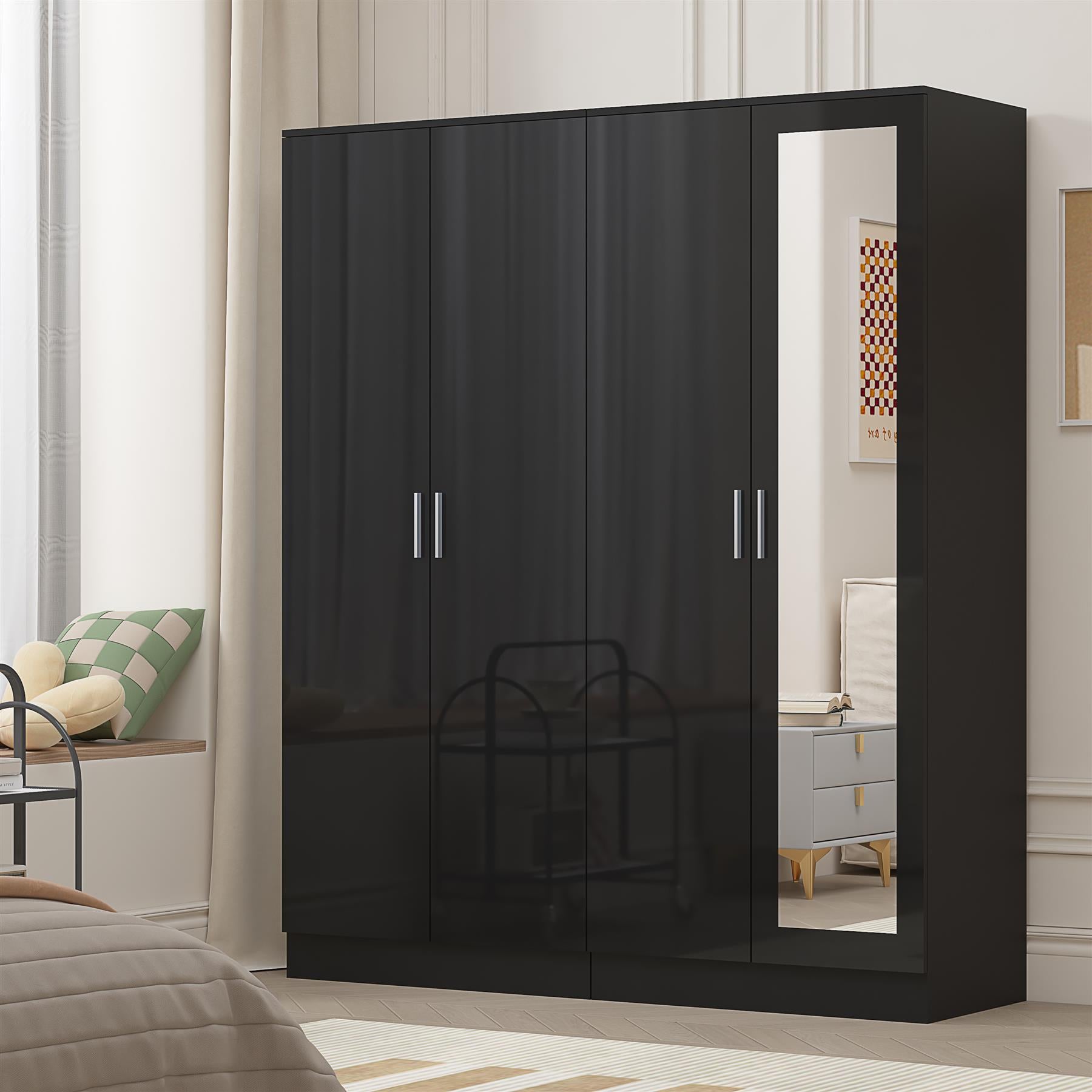 REFLECT - 2 Door Mirror + 2 Door Plain - Gloss Black / Matt Black