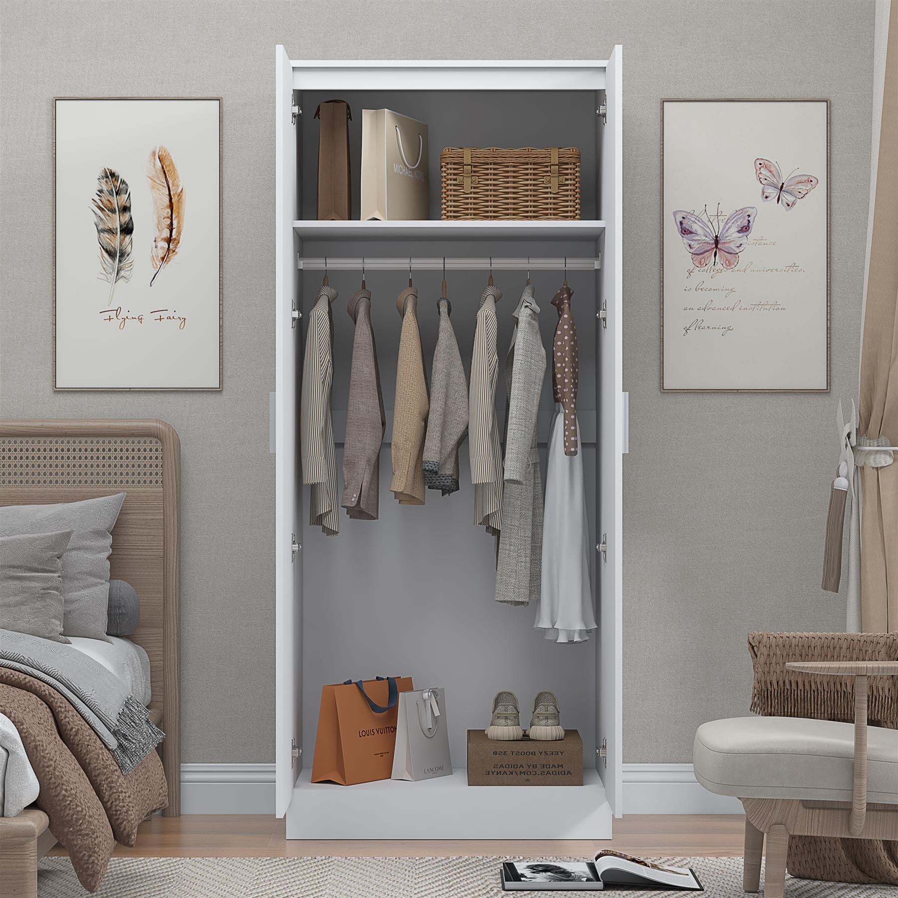 REFLECT Gloss Bedroom Furniture 2 Door Mirrored Wardrobe - 4 Colour Options