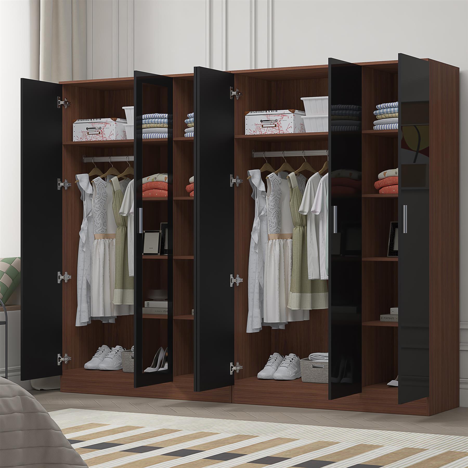 REFLECT 2pc Wardrobe Bundle - 3 Door Mirror + 3 Door Plain - 4 Colour Options