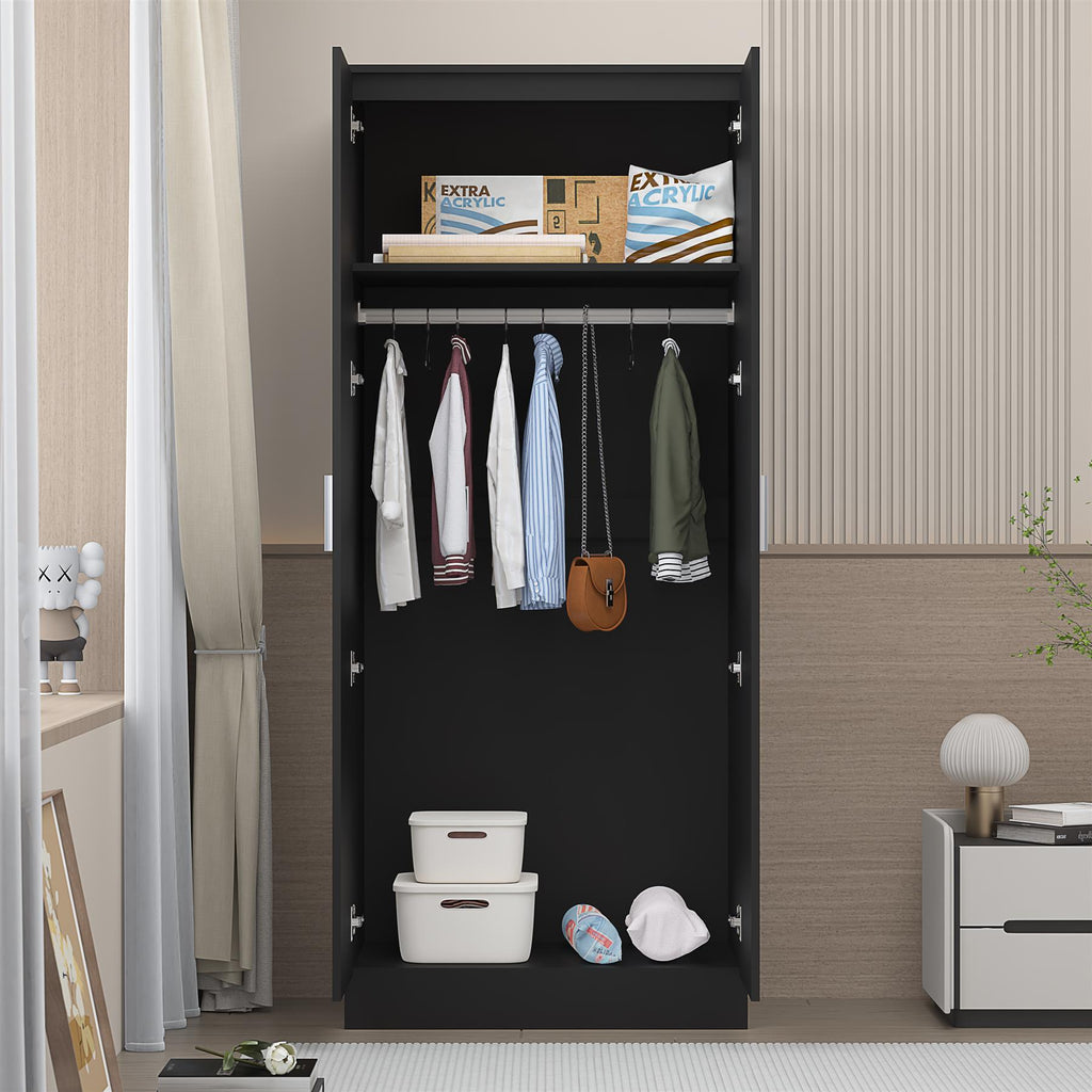 REFLECT Gloss Bedroom Furniture 2 Door Plain Wardrobe - 4 Colour Options