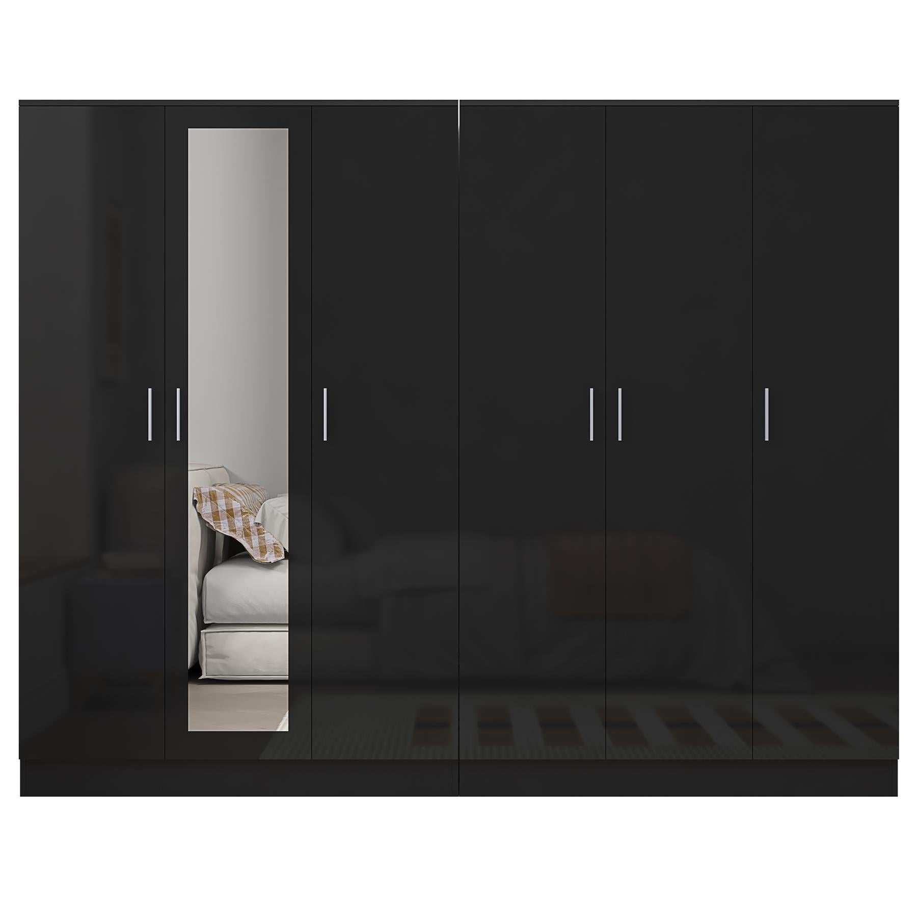 REFLECT 2pc Wardrobe Bundle - 3 Door Mirror + 3 Door Plain - 4 Colour Options