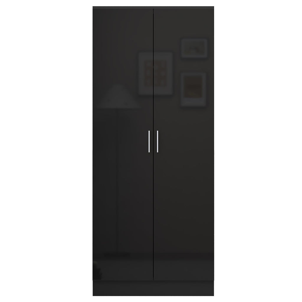 REFLECT Gloss Bedroom Furniture 2 Door Plain Wardrobe - 4 Colour Options