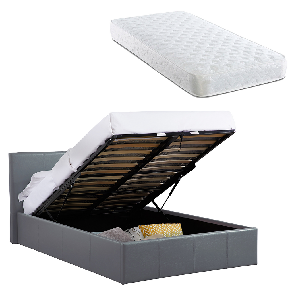 LUNA Faux Leather Ottoman Storage Bed Available Colour Size & Mattress Options