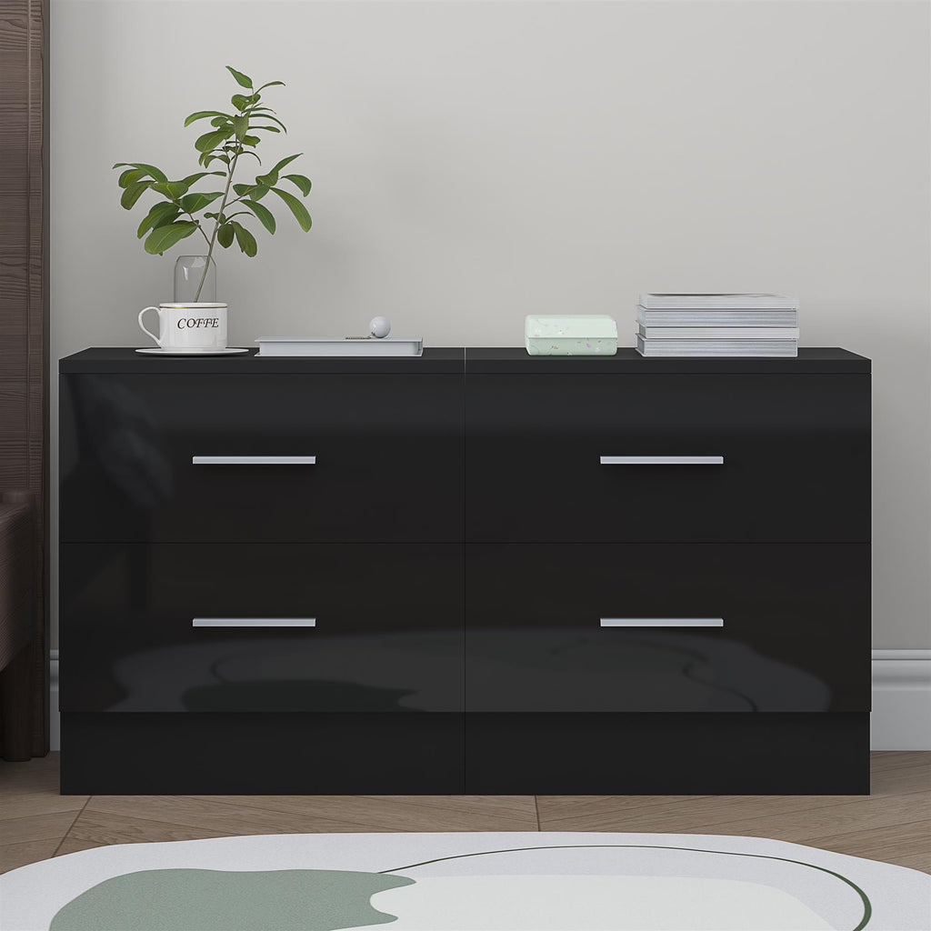 Reflect 2 Drawer Bedside Bundle (2x) - Black Gloss & Black Oak - Modern Bedside