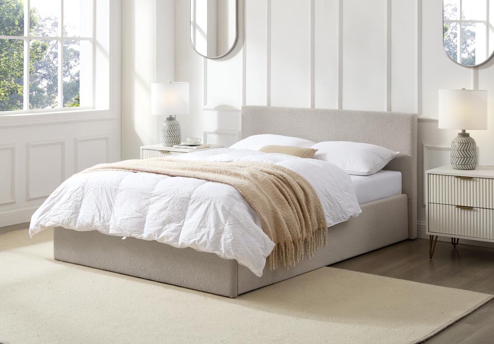 TEDDY 5FT Kingsize Boucle Ottoman Storage Bed - 2 Colour + Mattress Option