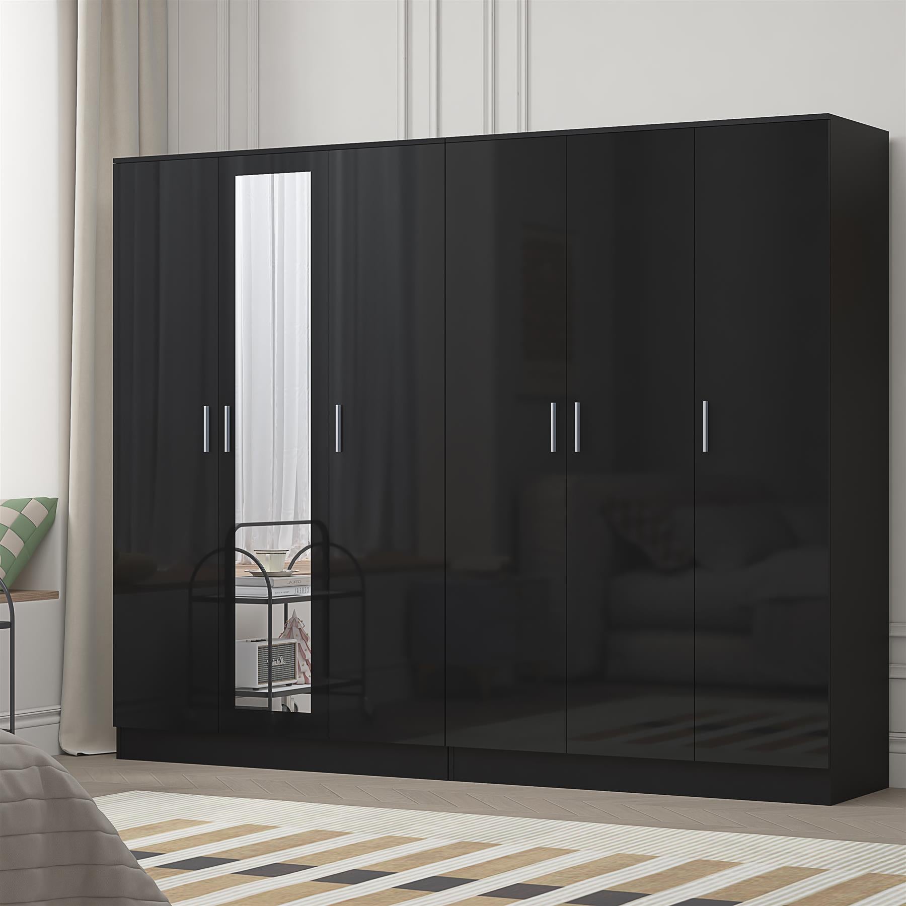 REFLECT 2pc Wardrobe Bundle - 3 Door Mirror + 3 Door Plain - 4 Colour Options