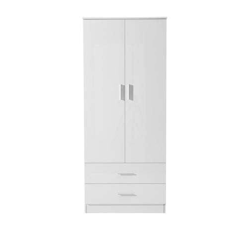 2 Door + 2 Drawer Combination Wardrobe - White Gloss/Matt White REFLECT