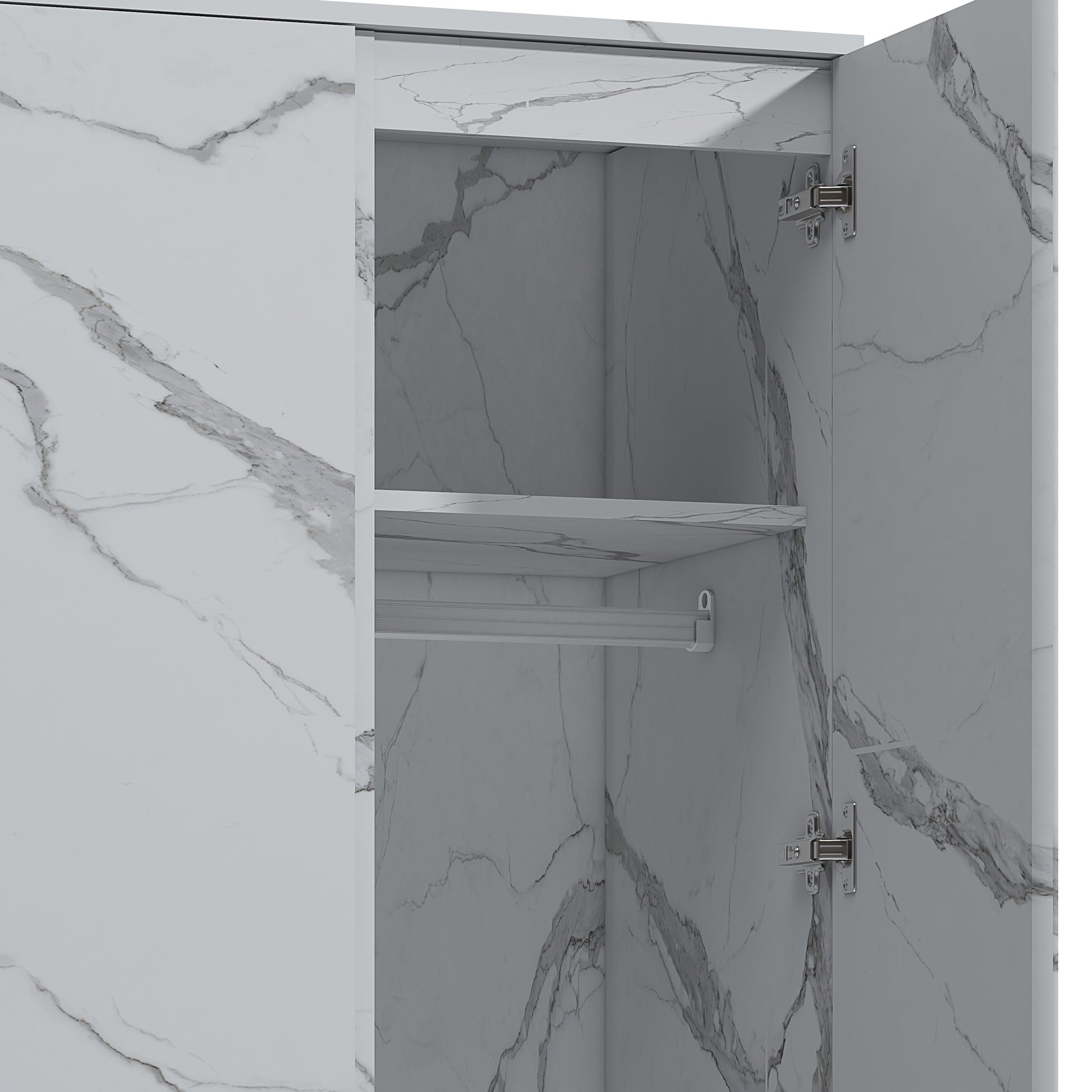 2 door wardrobe white marble effect