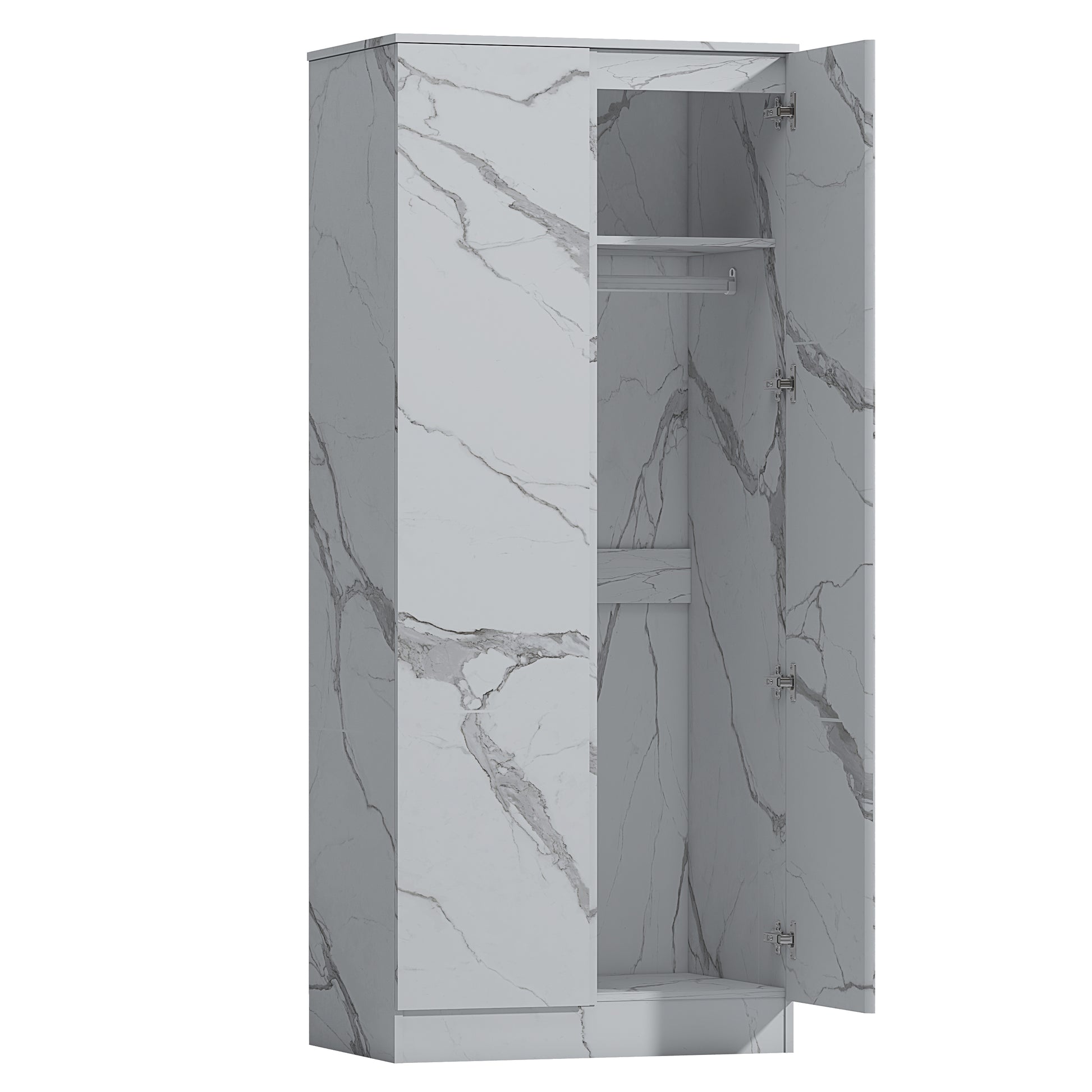 2 door wardrobe white marble effect