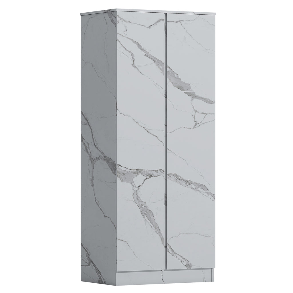2 door wardrobe white marble effect 