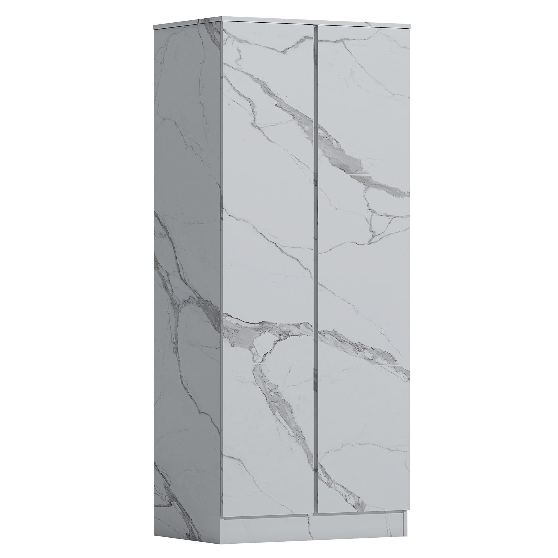 2 door wardrobe white marble effect 