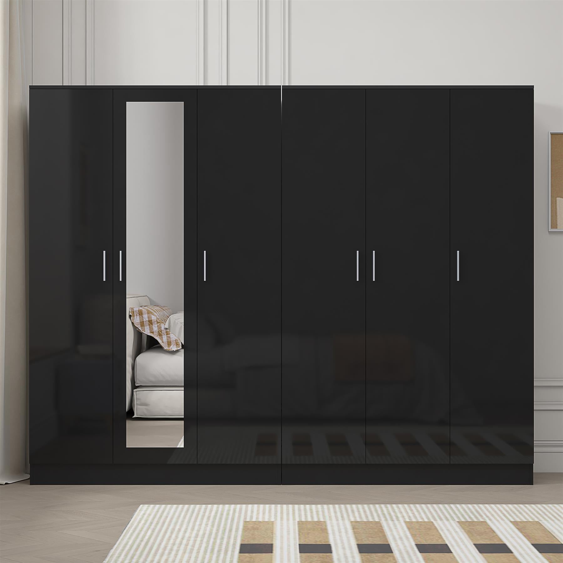 REFLECT 2pc Wardrobe Bundle - 3 Door Mirror + 3 Door Plain - 4 Colour Options