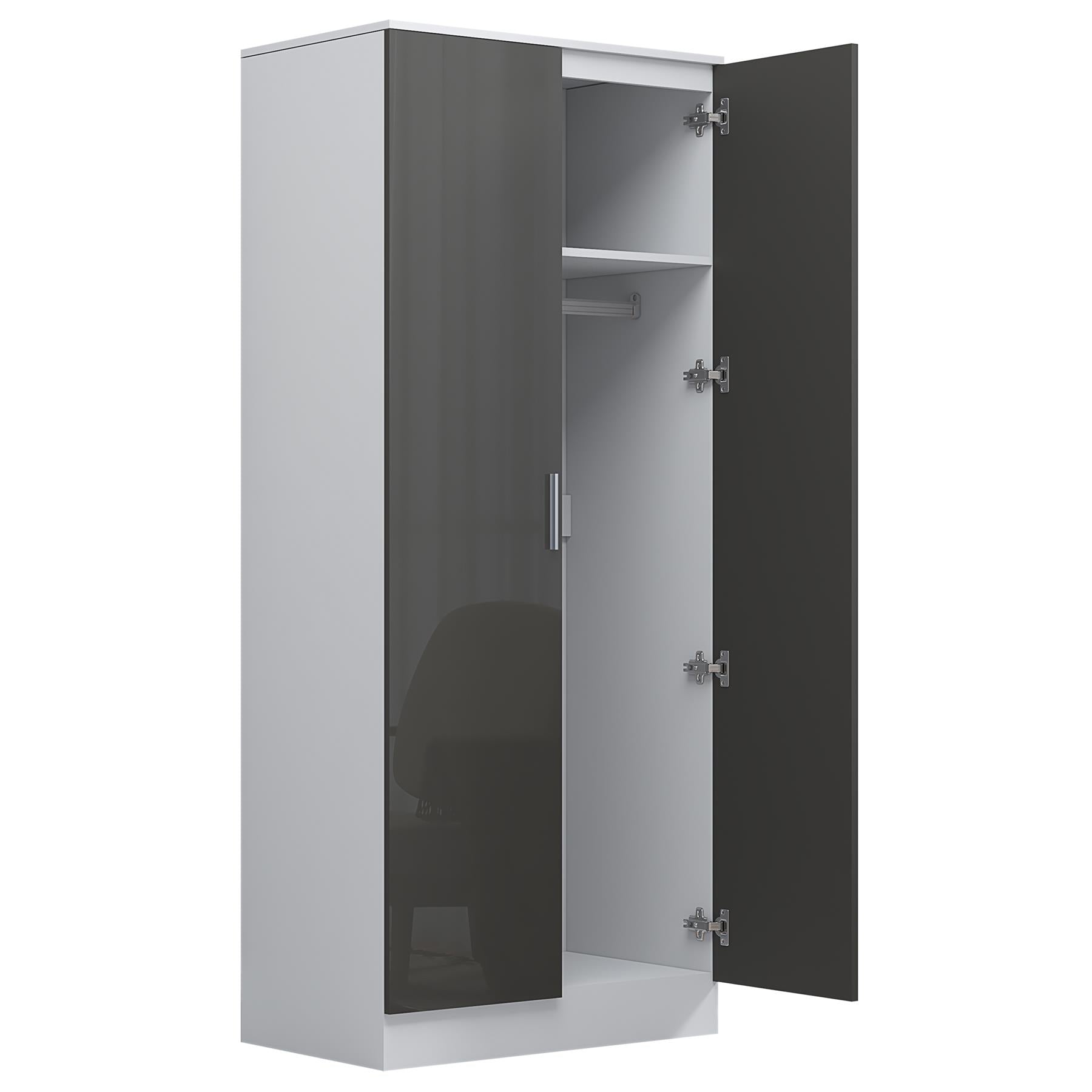 REFLECT Gloss Bedroom Furniture 2 Door Mirrored Wardrobe - 4 Colour Options