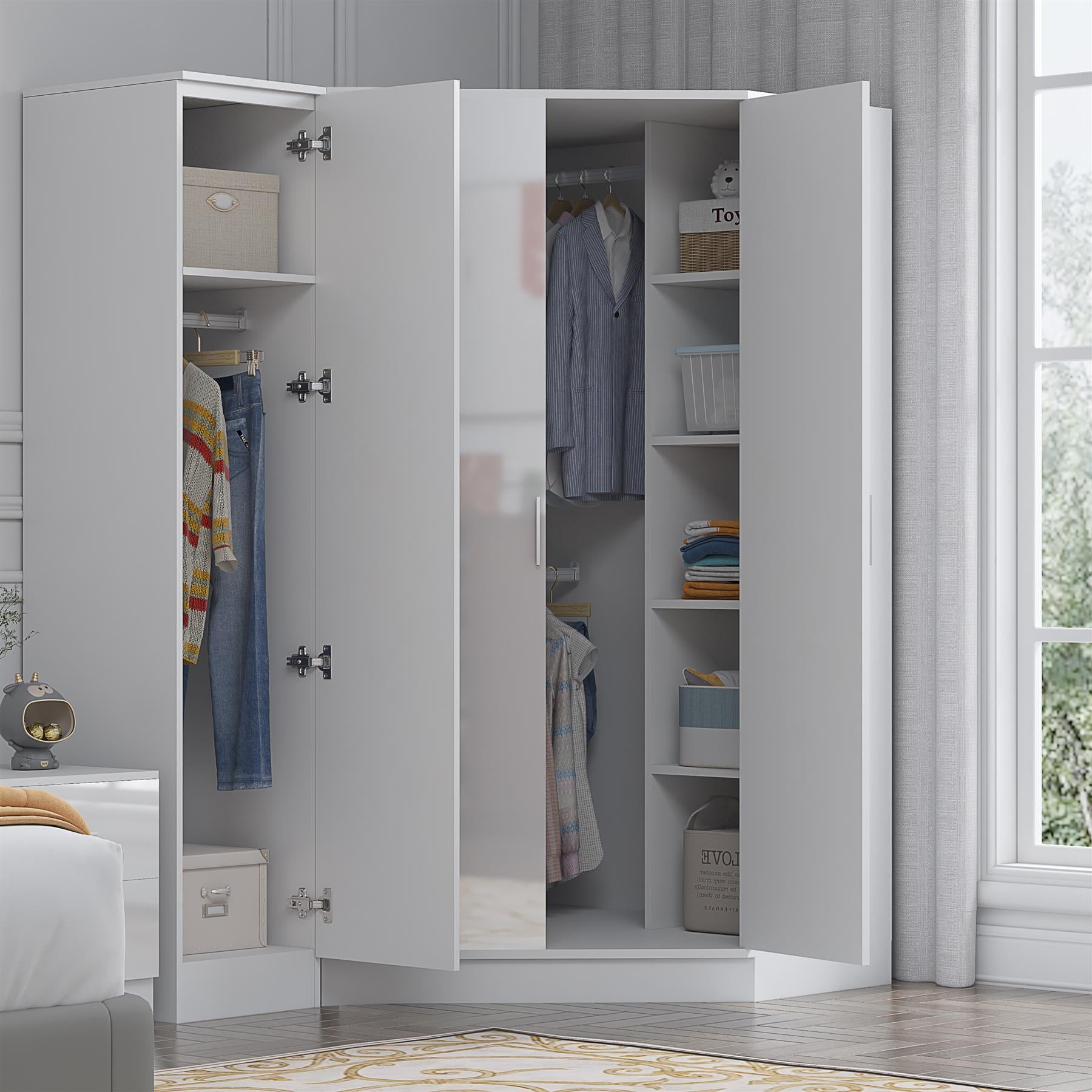 REFLECT Gloss 3 Door Corner Wardrobe Bundle Inc Corner + 1 Door Wardrobe Set