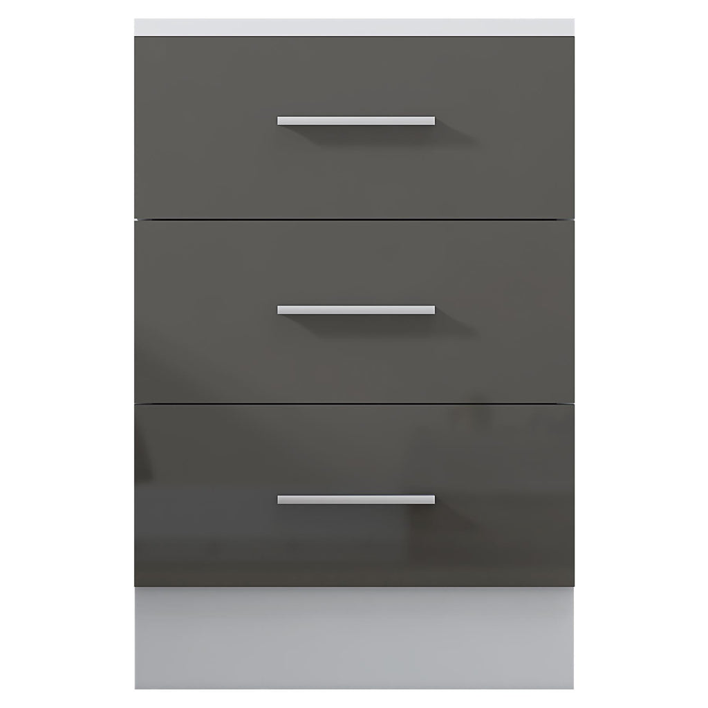 REFLECT Gloss Bedroom Furniture Tall 3 Drawer Bedside - 4 Colour Options