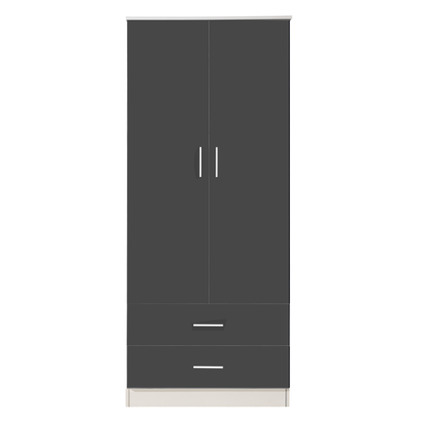 2 Door + 2 Drawer Combination Wardrobe - Grey Gloss/Matt White REFLECT