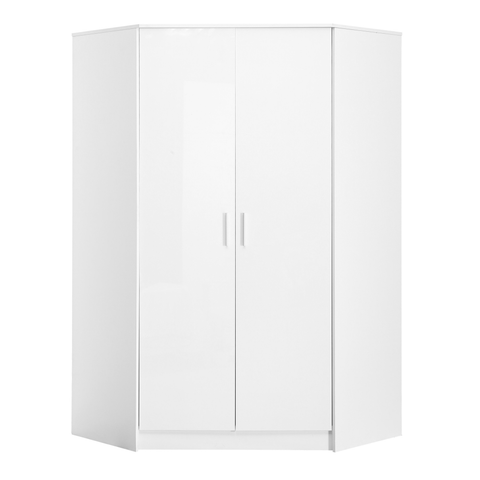 2 Door Corner Wardrobe - White Gloss/Matt White REFLECT