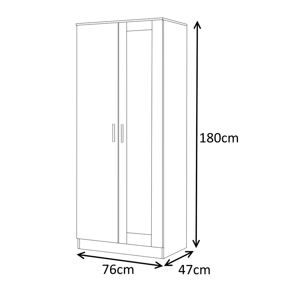 2 Door Mirrored Wardrobe - Grey Gloss/Matt White REFLECT