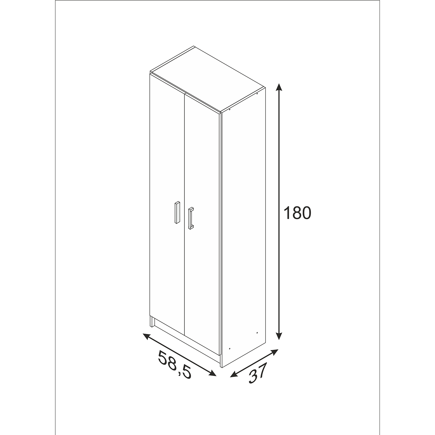 VITA 2 Door Utility Storage Cupboard (3 Shelves) - White