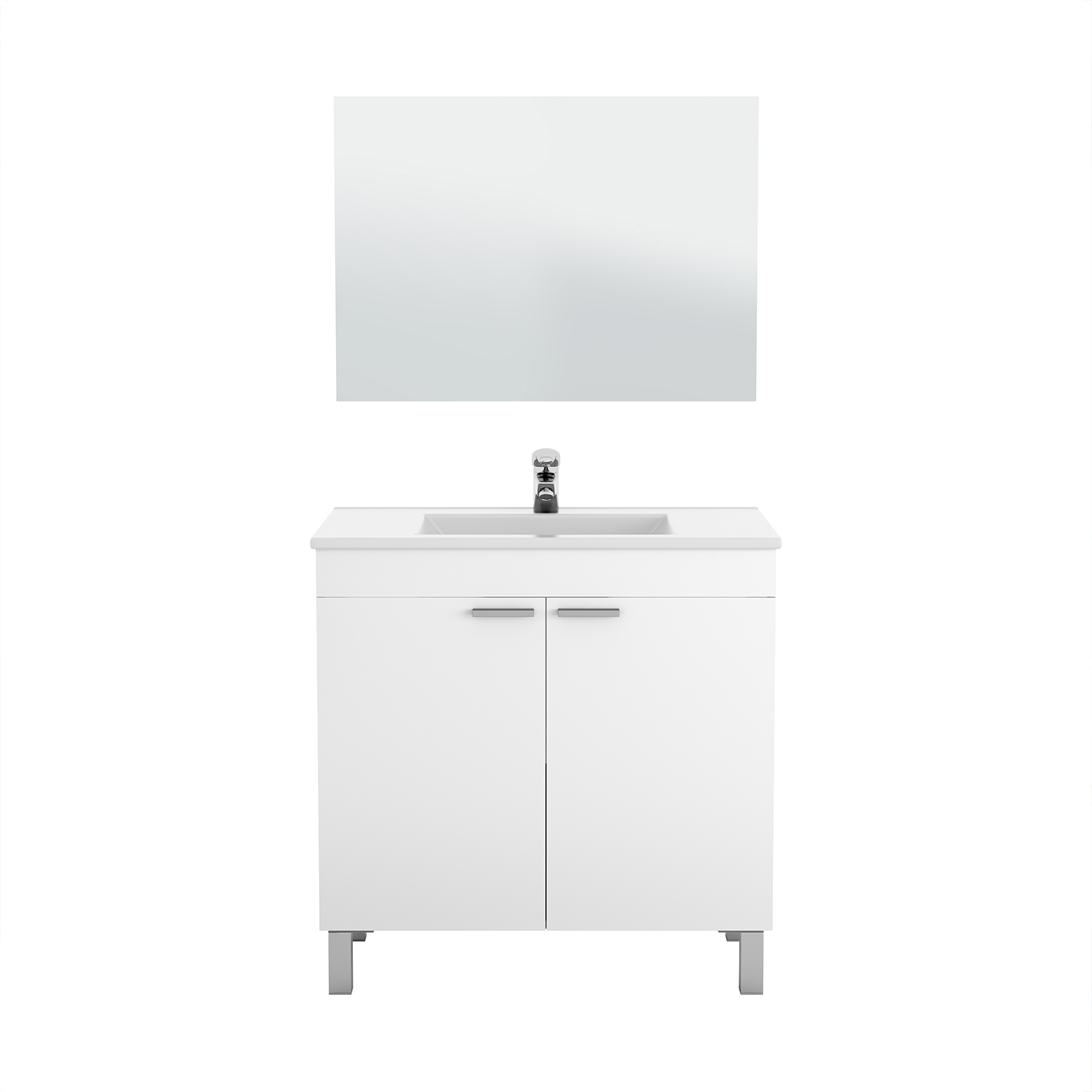 BALTIC 2 Door Sink Storage Unit Including Sink & Mirror - White