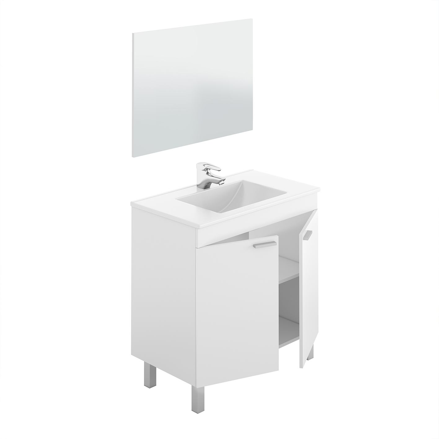 BALTIC 2 Door Sink Storage Unit Including Sink & Mirror - White
