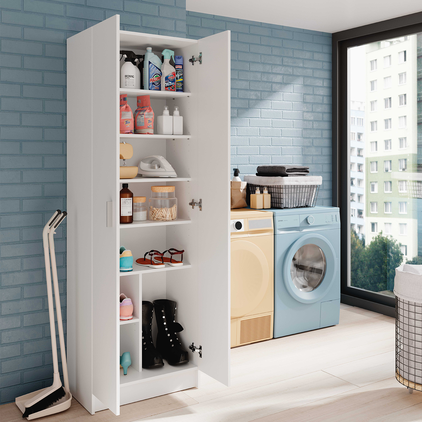 VITA 2 Door Multi Use Utility Shoe Cupboard - White