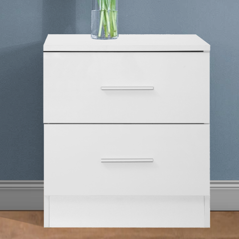 2 Drawer Bedside - White Gloss/Matt White REFLECT