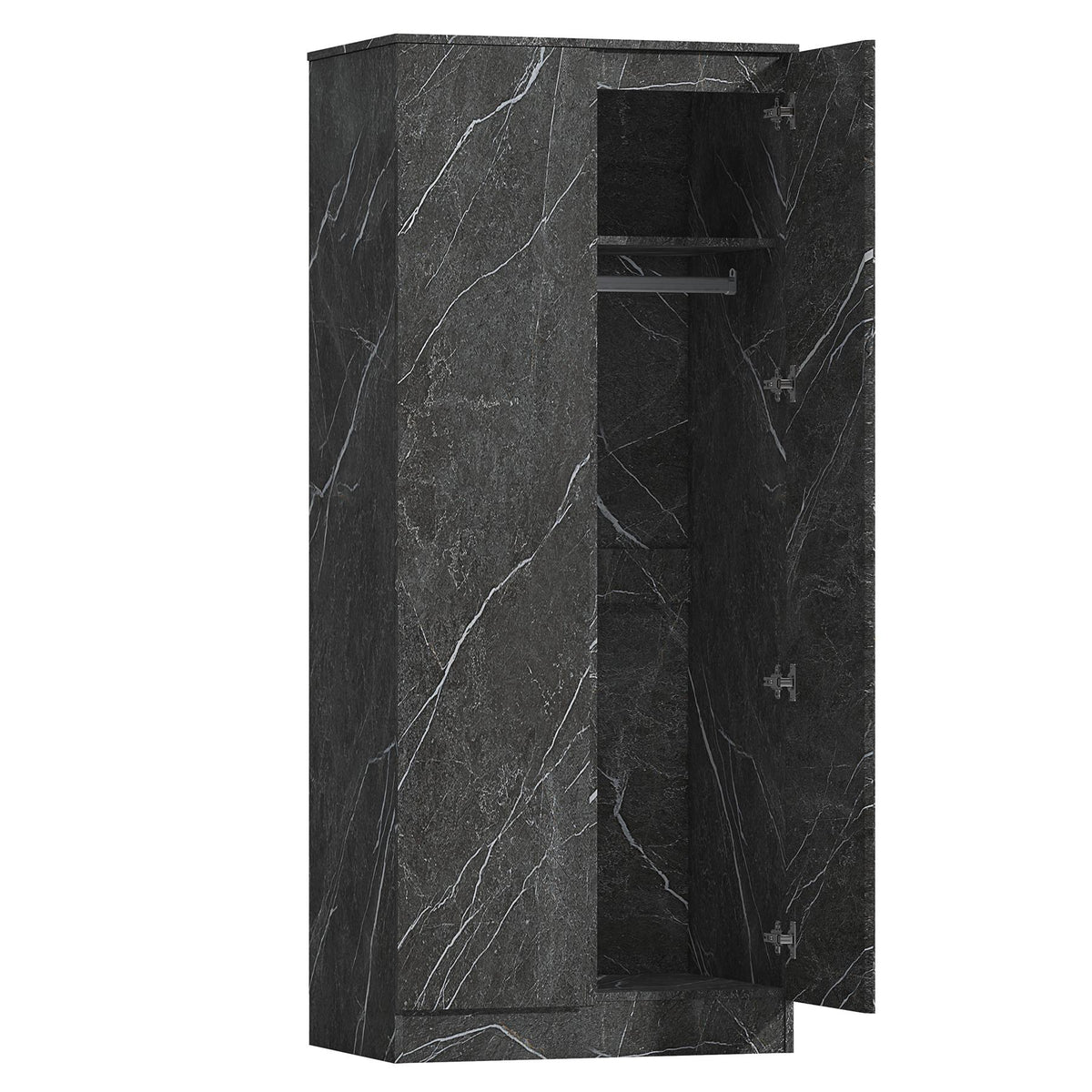 ZITA Grey Marble Effect 2 Piece Wardrobe Bundle - 2 x 2-Door Wardrobes, (L) 50cm x (W) 76cm x (H) 180cm.