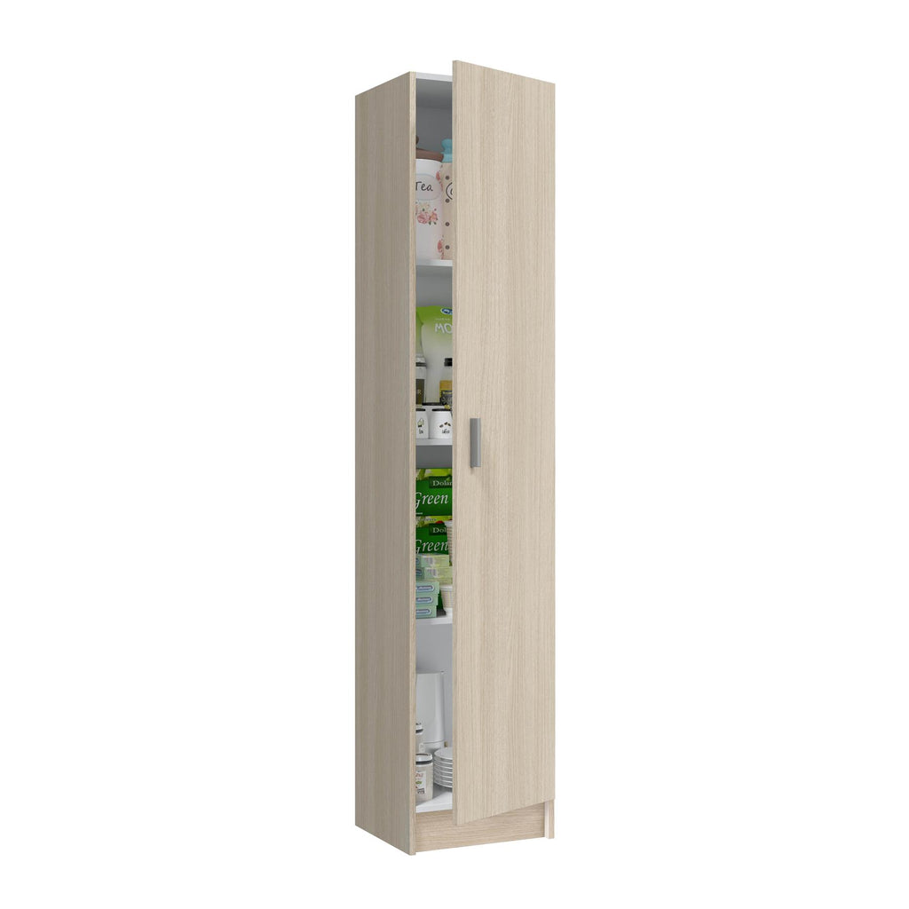 VITA Oak Utility Storage Cupboard - 1 Door Cabinet with 3 Shelves - Modular Storage for Kitchen or Utility Room.