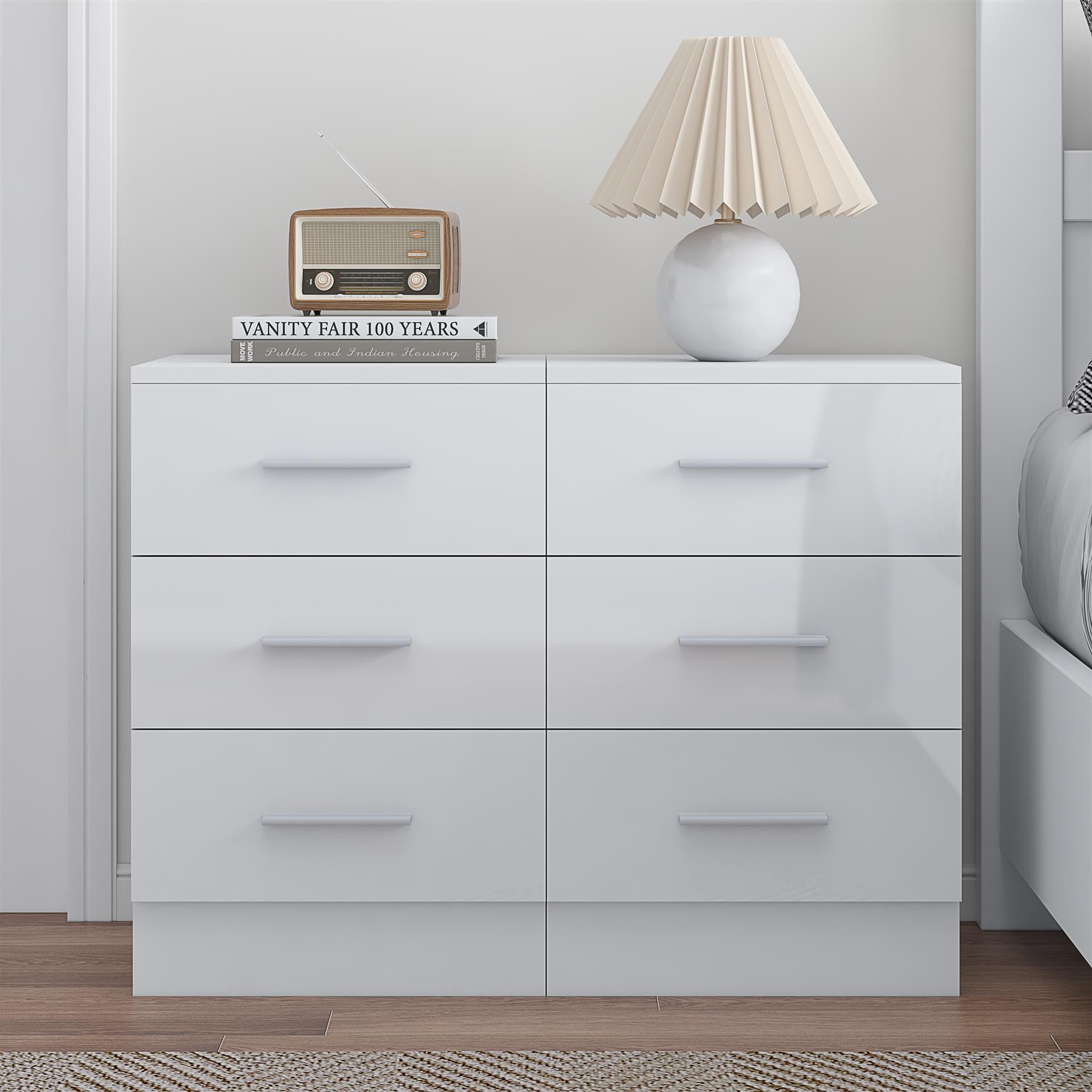 REFLECT High Gloss Pair of 3 Drawer Bedsides in 4 Colour Options