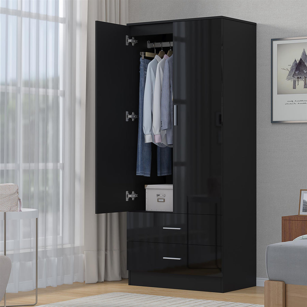 REFLECT Gloss Bedroom Furniture Wardrobe Chest Bedside Desk - 4 Colour Options